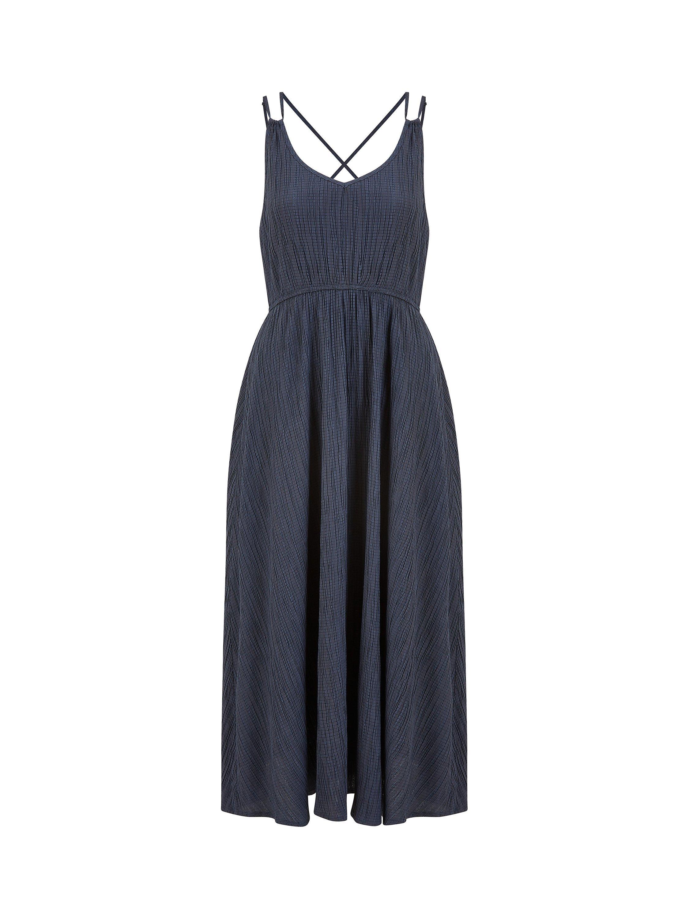 Product image 4 of 4, which shows Mela London Crinkle Cross Over Back Midi Dress, Navy, 8