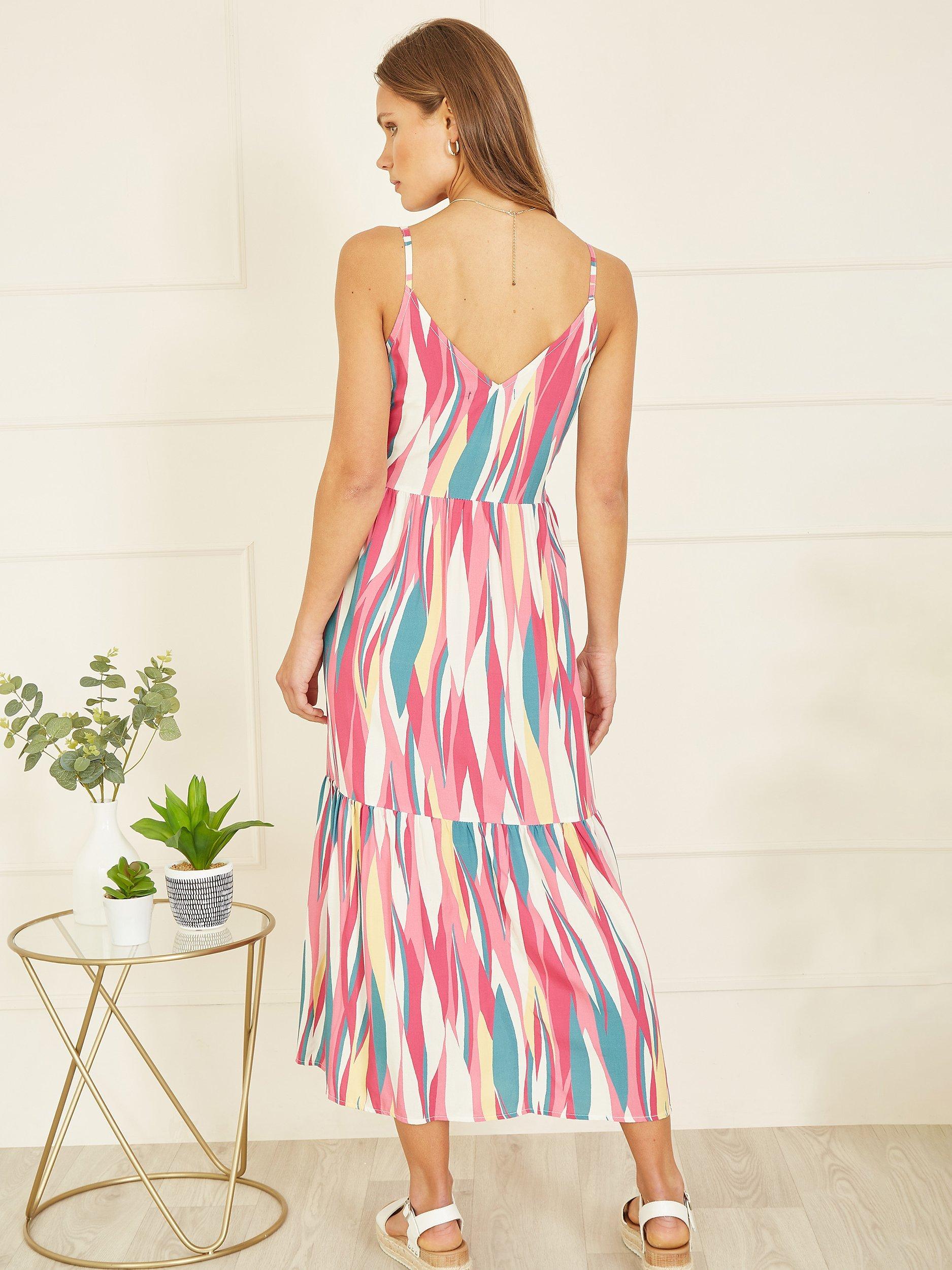 Product image 3 of 5, which shows Yumi Abstract Print Midi Sundress, Pink/Multi, 8