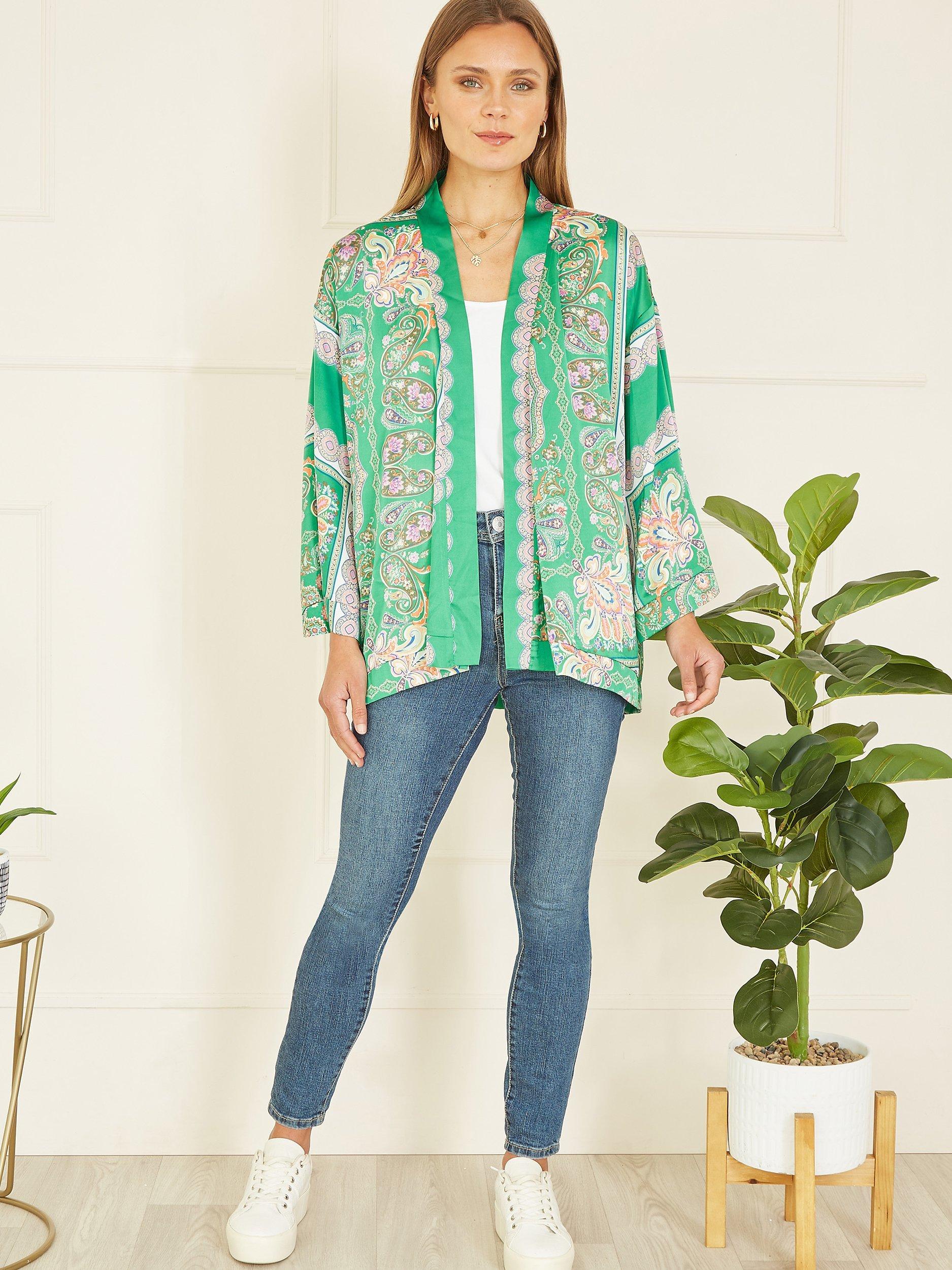 Product image 2 of 2, which shows Mela London Paisley Print Kimono, Green/Multi, 8