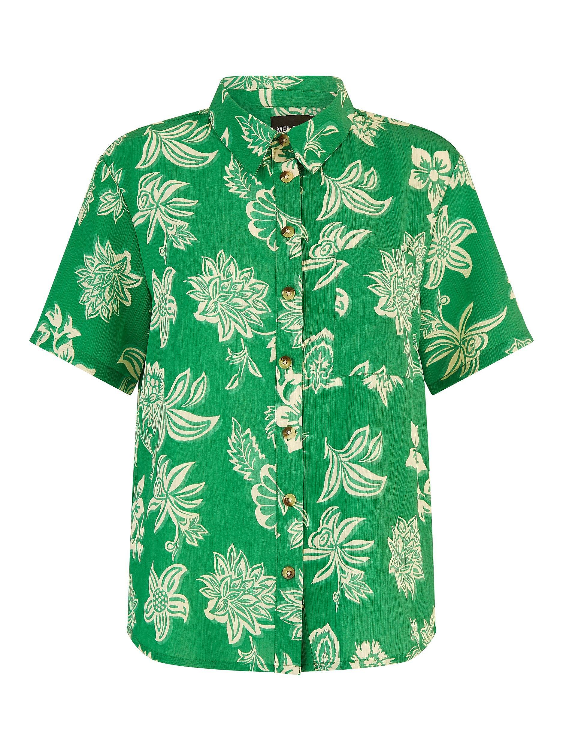 Product image 4 of 5, which shows Mela London Floral Relaxed Fit Shirt, Green, 8