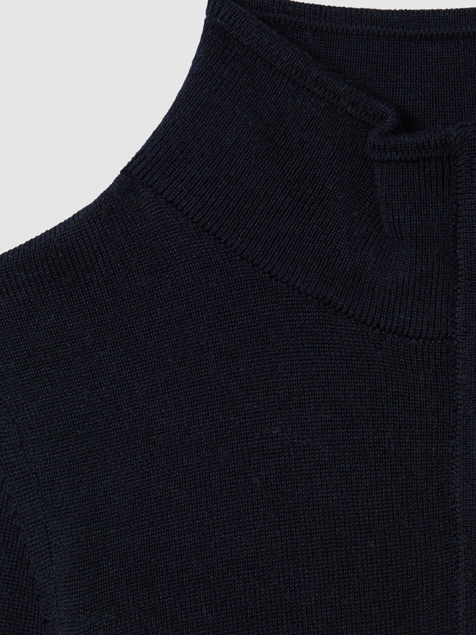 Product image 4 of 4, which shows Reiss Kids' Blackhall Funnel Neck Half Zip Wool Jumper, Navy, 3-4 years