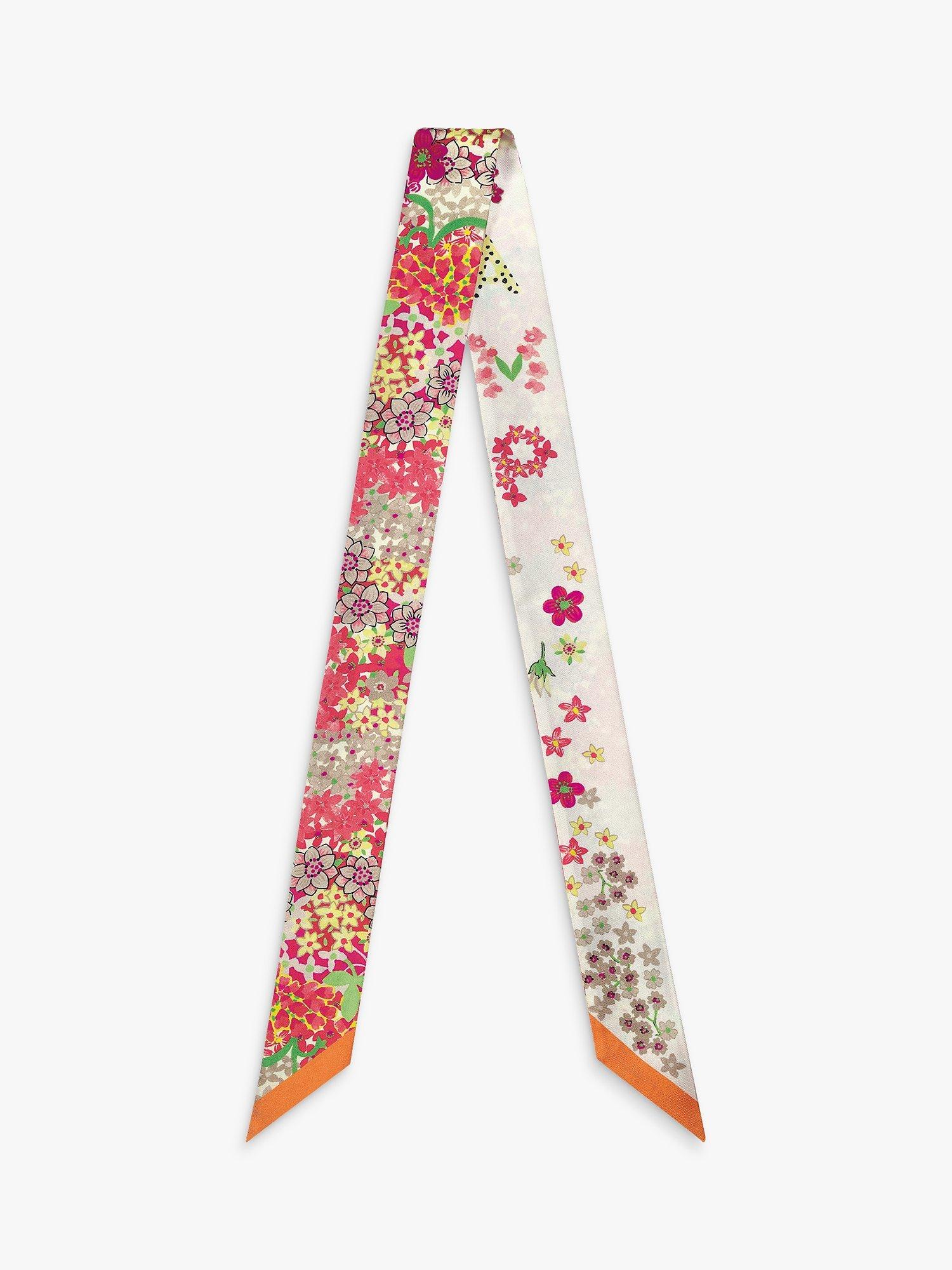 Longchamp Bandeau Print Ribbon Scarf, Orange
