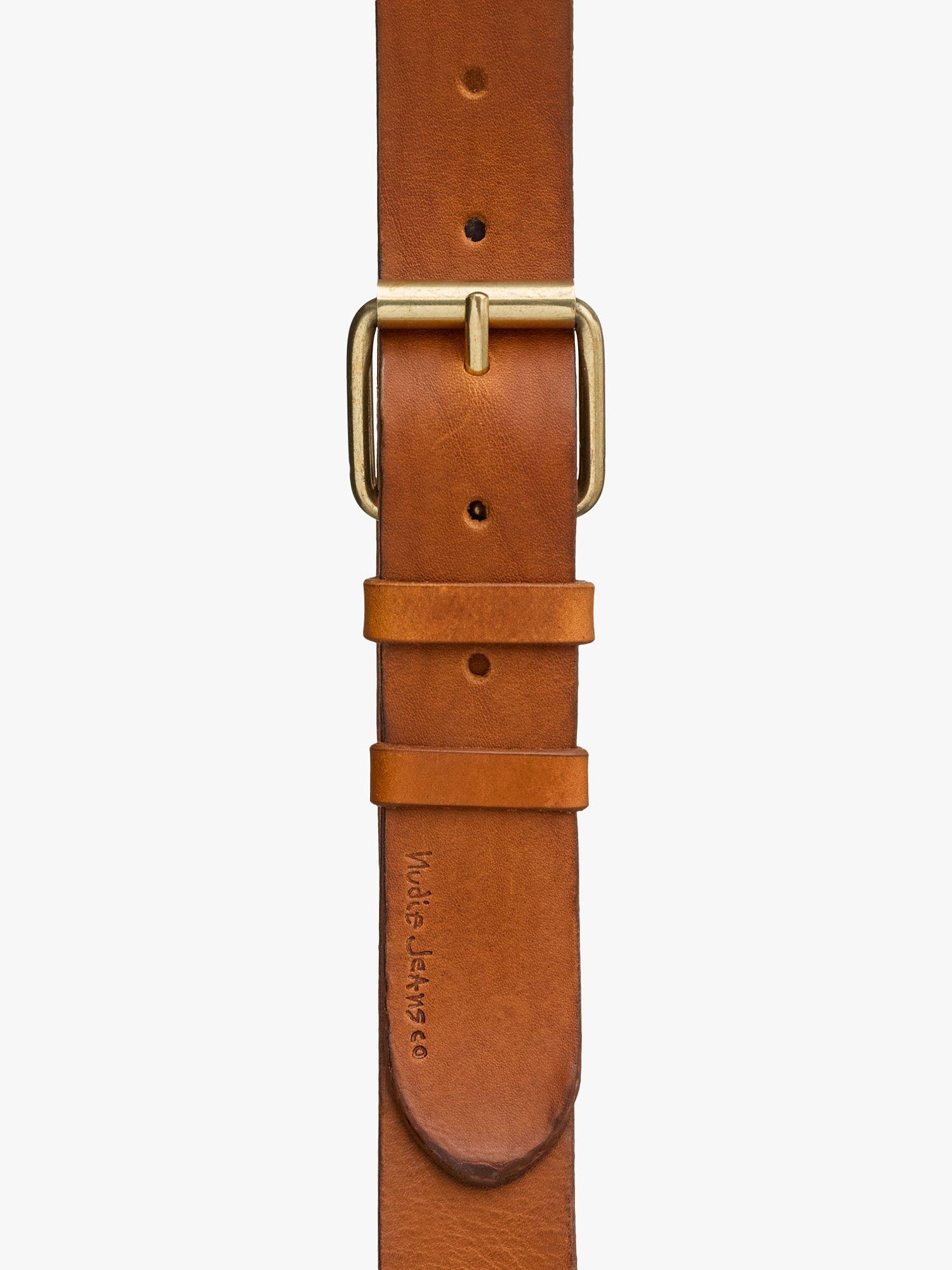 Product image 2 of 2, which shows Nudie Jeans Pedersson Full Grain Leather Belt, Toffee Brown, S