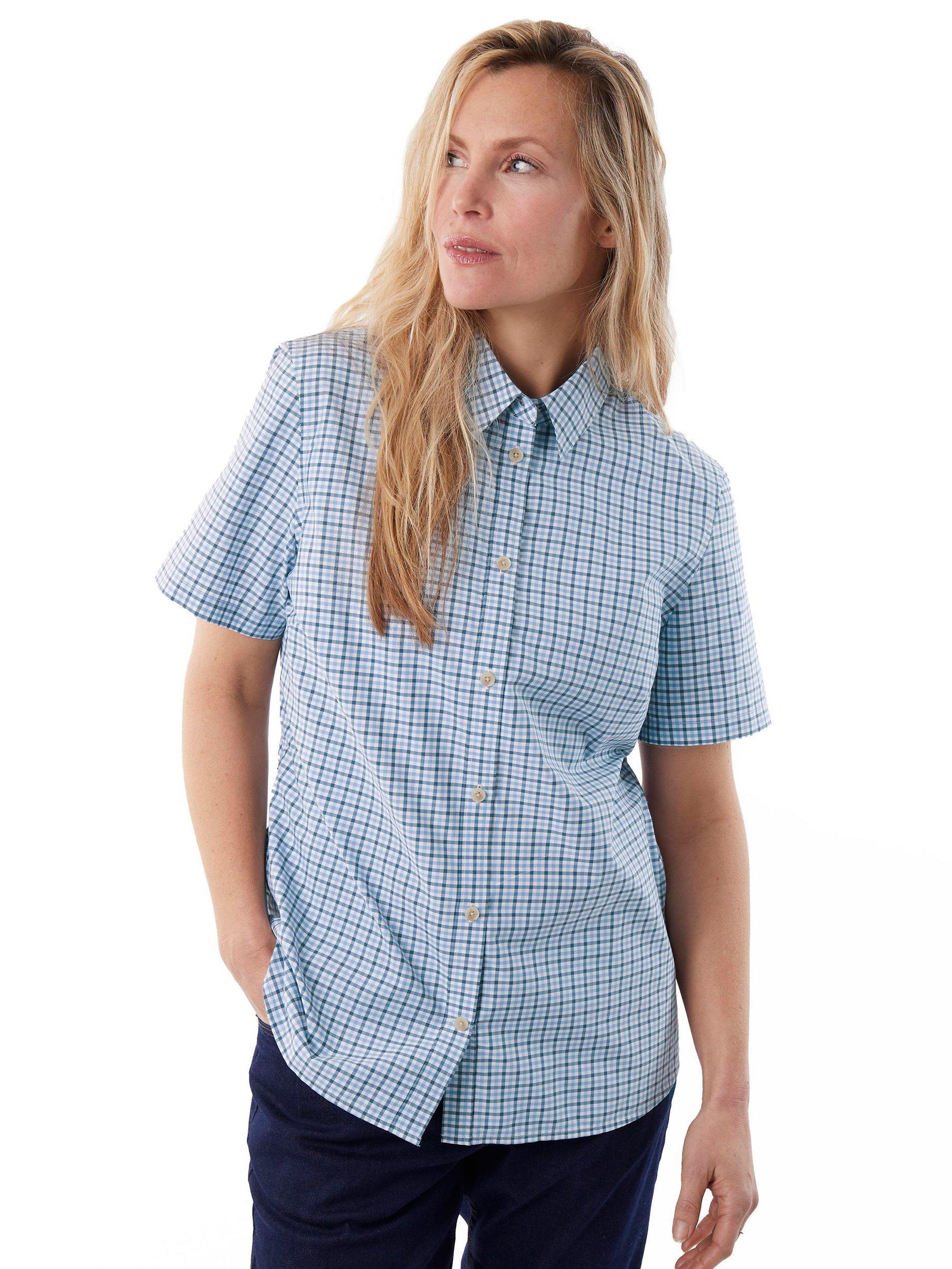 Rohan Eave Short Sleeve Gingham Shirt, Chambray Blue