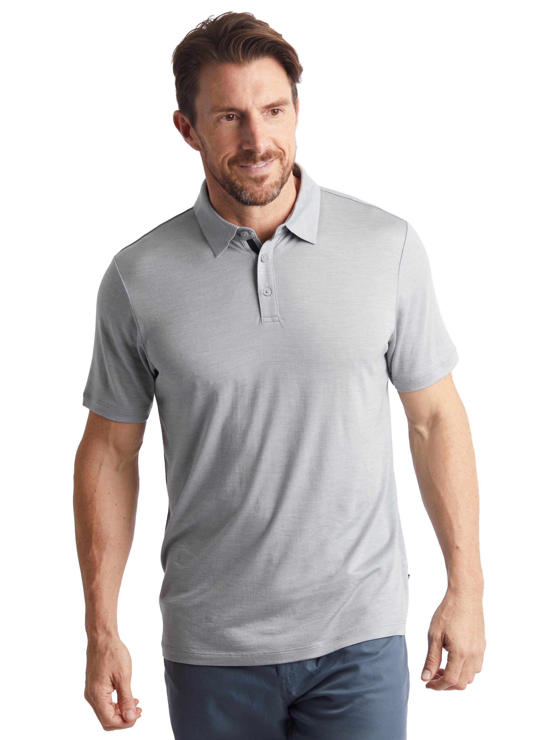 Rohan Merino Cool Short Sleeve Polo Top, Haze Grey Marl