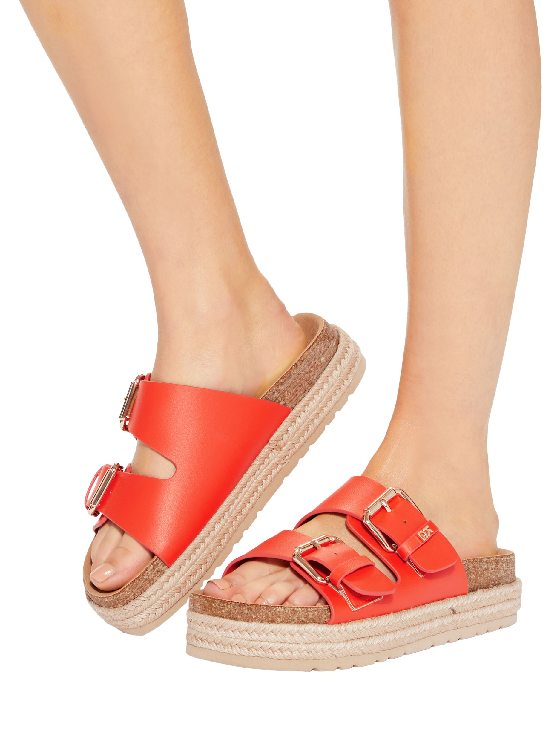 Product image 2 of 4, which shows KG Kurt Geiger Raquel Footbed Sandals, Orange, 3
