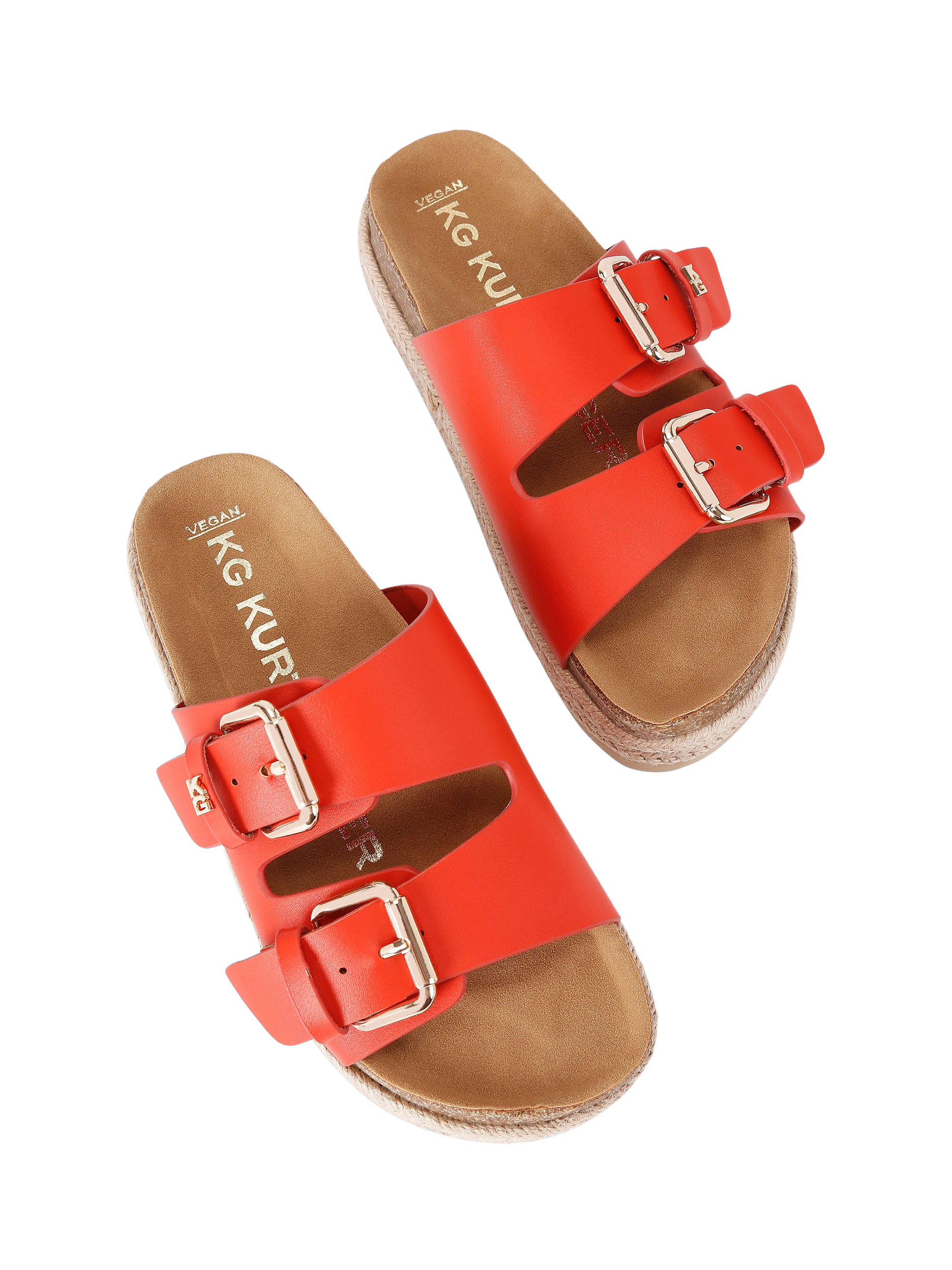 Product image 3 of 4, which shows KG Kurt Geiger Raquel Footbed Sandals, Orange, 3