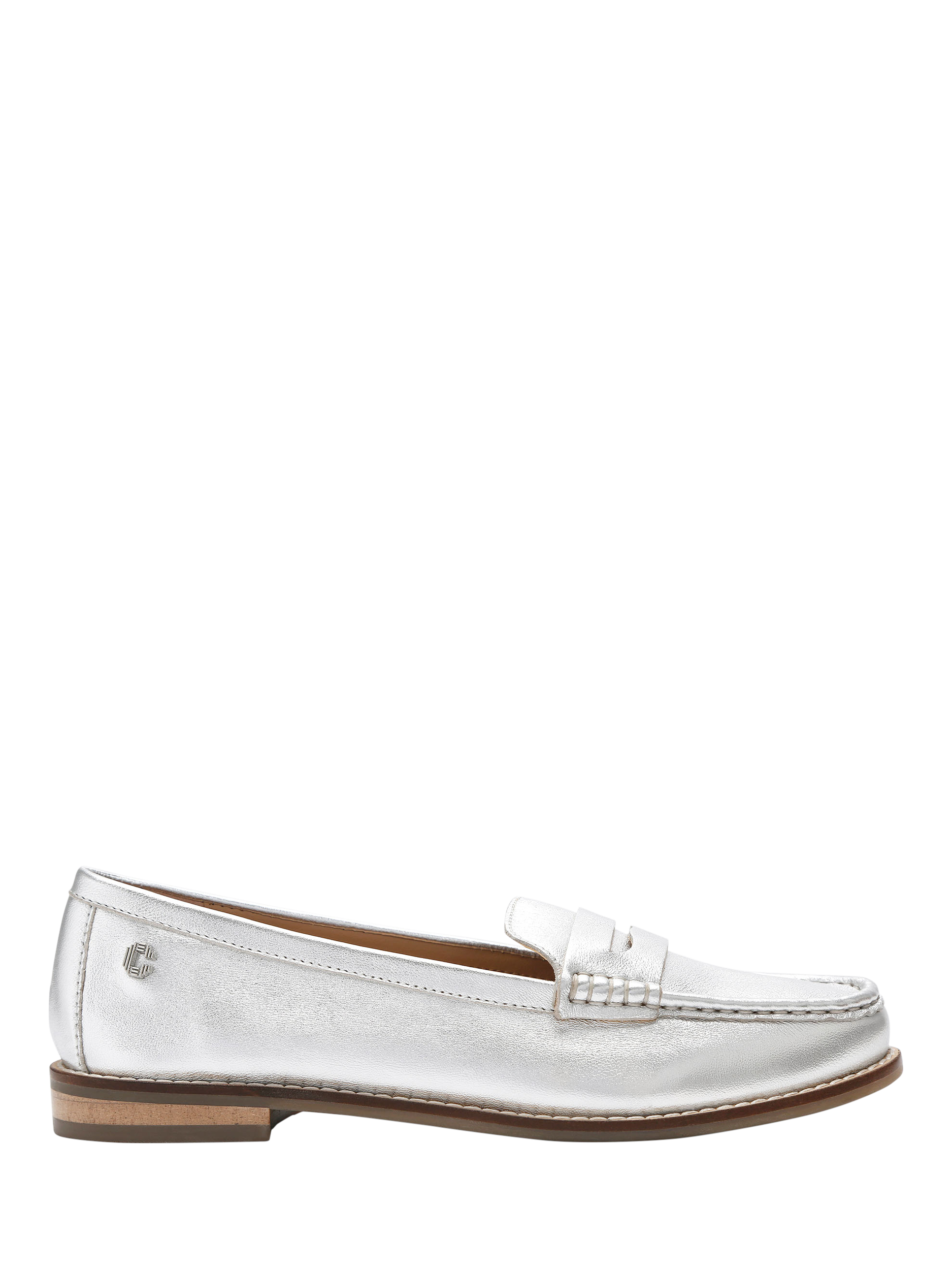 Carvela Crackle Metallic Leather Loafers Silver