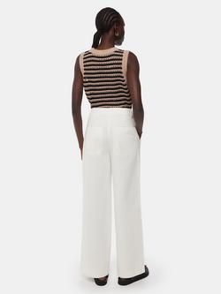 Whistles Ruth Wide Leg Cotton Trousers, White - view 2, White