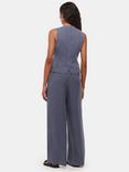 Whistles Petite Lottie Pinstripe Wide Leg Trousers, Navy/Multi