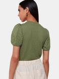 Whistles Textured Puff Sleeve Top, Khaki