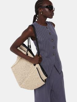 Whistles Lottie Pinstripe Waistcoat, Navy/Multi, Navy/Multi