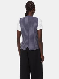 Whistles Lottie Pinstripe Waistcoat, Navy/Multi - view 2, Navy/Multi