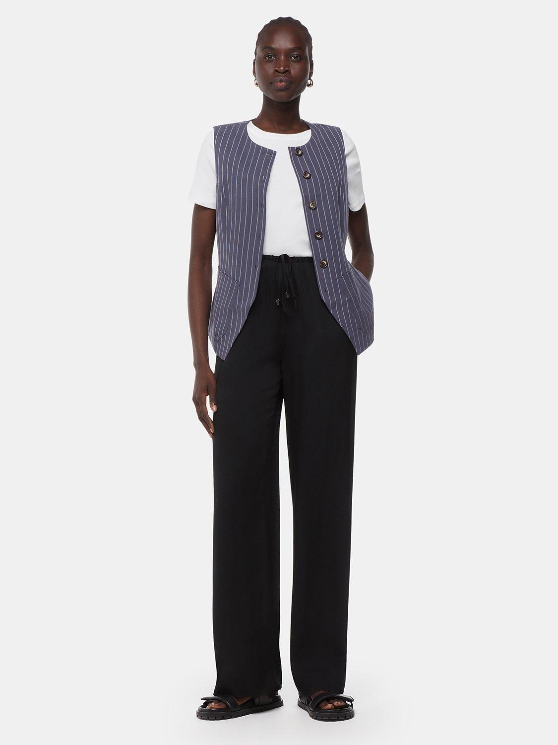 Product image 4 of 5, which shows Whistles Lottie Pinstripe Waistcoat, Navy/Multi, 6