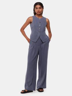 Whistles Petite Lottie Pinstripe Waistcoat, Navy/Multi, Navy/Multi