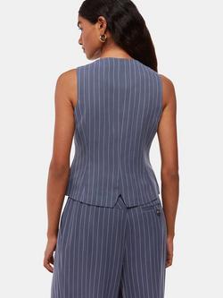 Whistles Petite Lottie Pinstripe Waistcoat, Navy/Multi - view 2, Navy/Multi