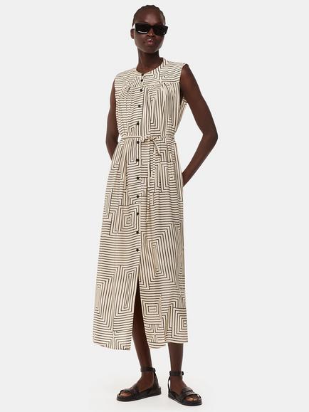 Whistles Ilana Angela Stripe Dress, Ivory/Multi
