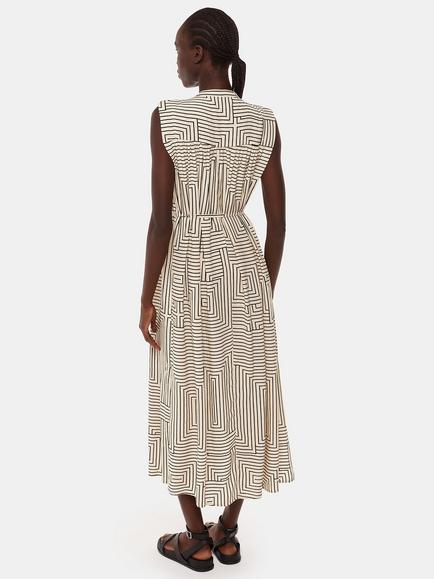 Whistles Ilana Angela Stripe Dress - view 2, Ivory/Multi