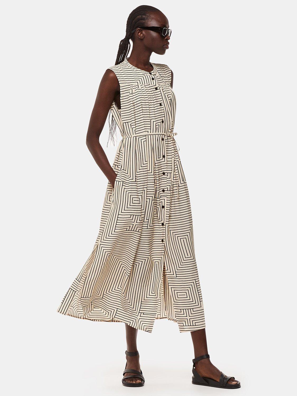 Product image 3 of 5, which shows Whistles Ilana Angeld Stripe Dress, Ivory/Multi, 16