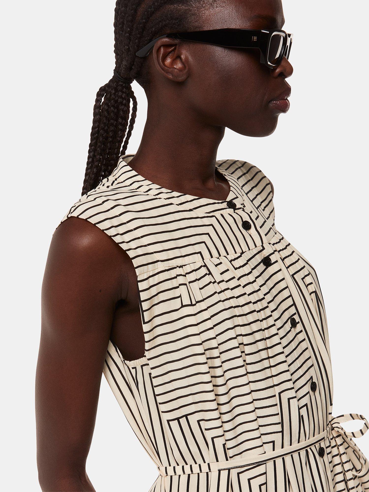 Product image 4 of 5, which shows Whistles Ilana Angeld Stripe Dress, Ivory/Multi, 16