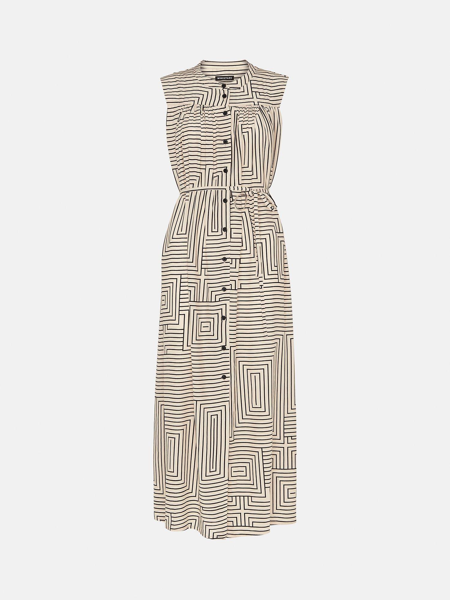 Product image 5 of 5, which shows Whistles Ilana Angeld Stripe Dress, Ivory/Multi, 16