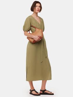 Whistles Ariella Linen Blend Midi Dress, Khaki, Khaki