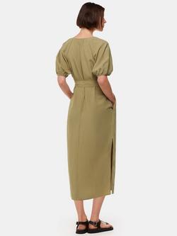 Whistles Ariella Linen Blend Midi Dress, Khaki - view 2, Khaki