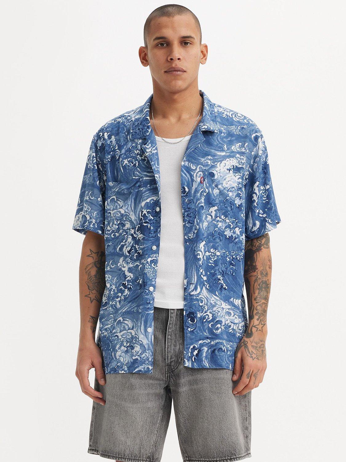 Levi's Classic Camper Short Sleeve Coastal Waves Print Shirt, Blue