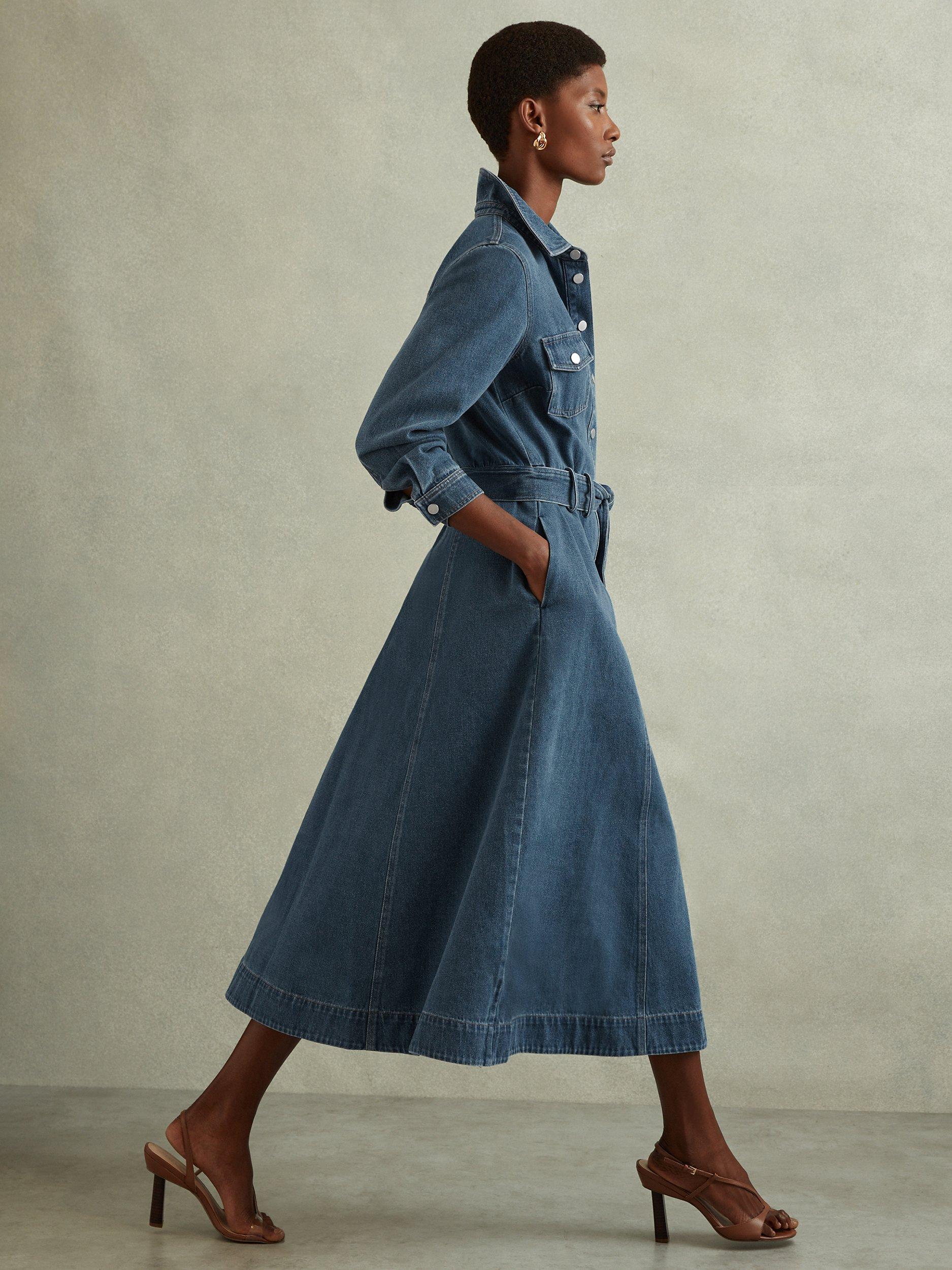 Denim midi shirt dress best sale