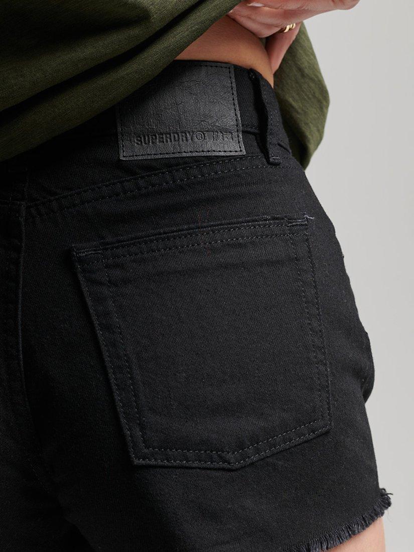 Product image 4 of 5, which shows Superdry Organic Cotton Studios High Rise Denim Shorts, Black, 28