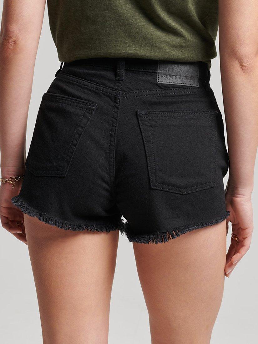 Product image 5 of 5, which shows Superdry Organic Cotton Studios High Rise Denim Shorts, Black, 28
