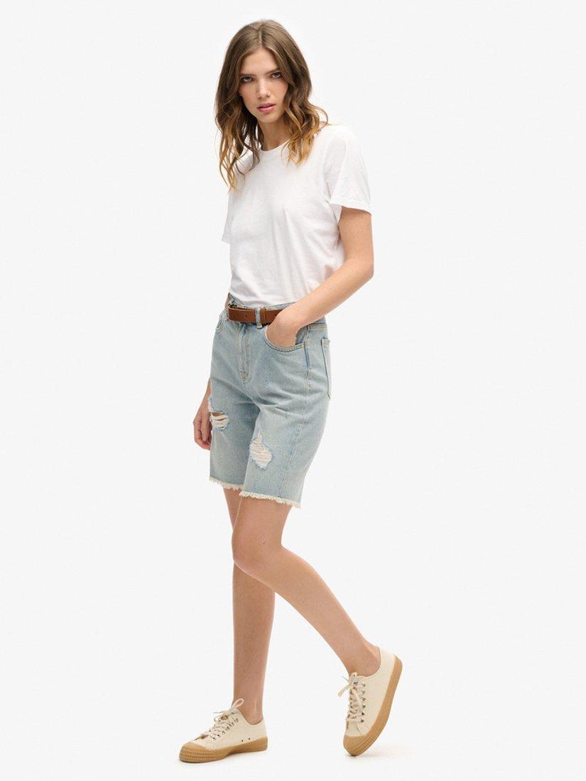Product image 4 of 4, which shows Superdry Bermuda Boy Denim Shorts, Light Indigo Destroy, 30