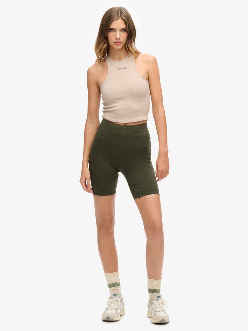 Product image 1 of 4, which shows Superdry Tech Cycling Shorts, Dark Moss, 16