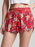 Superdry Vintage Beach Printed Shorts, Red Lily/Multi