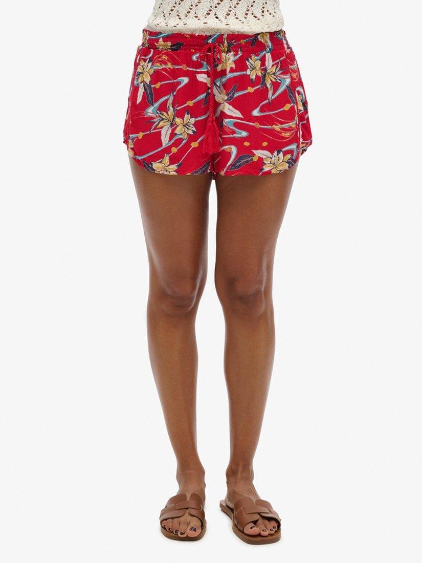 Product image 3 of 4, which shows Superdry Vintage Beach Printed Shorts, Red Lily/Multi, 14