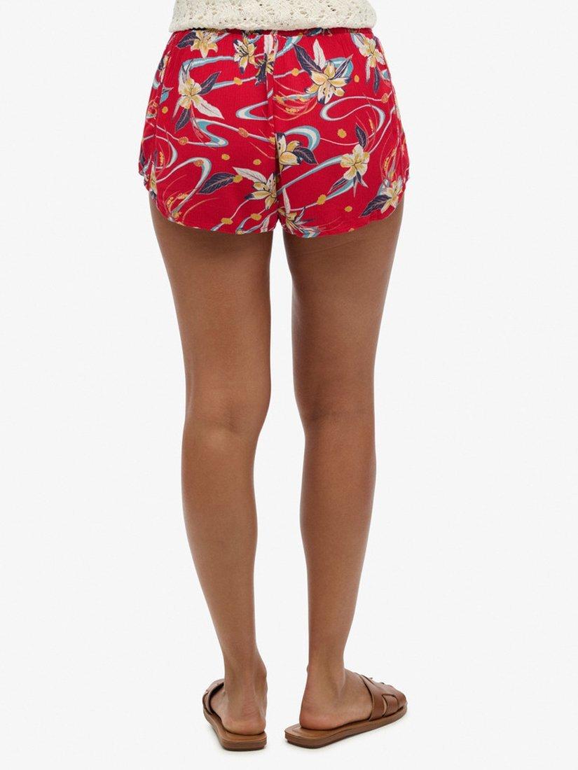 Product image 4 of 4, which shows Superdry Vintage Beach Printed Shorts, Red Lily/Multi, 14