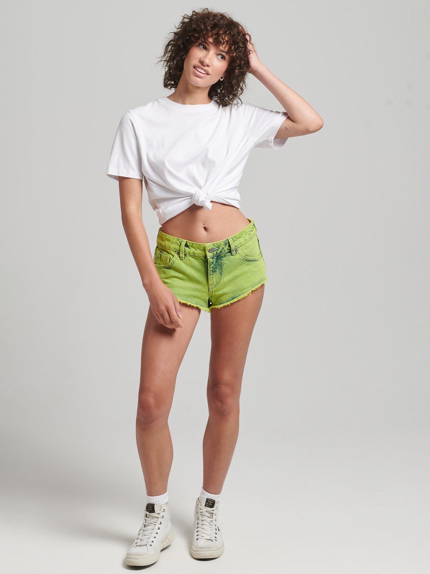 Product image 2 of 4, which shows Superdry Washed Hot Shorts, Yellow Wash, 28