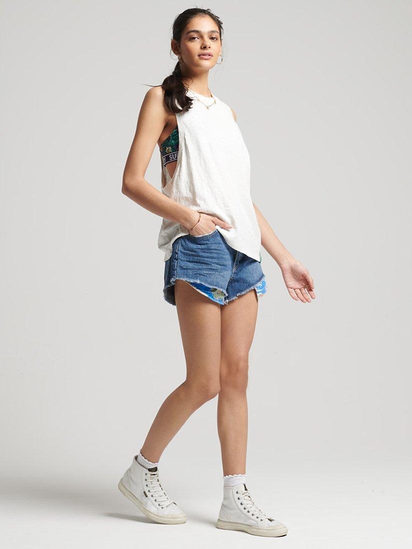 Product image 2 of 5, which shows Superdry Vintage High Rise Cut Off Shorts, Madison Mid Blue, 30