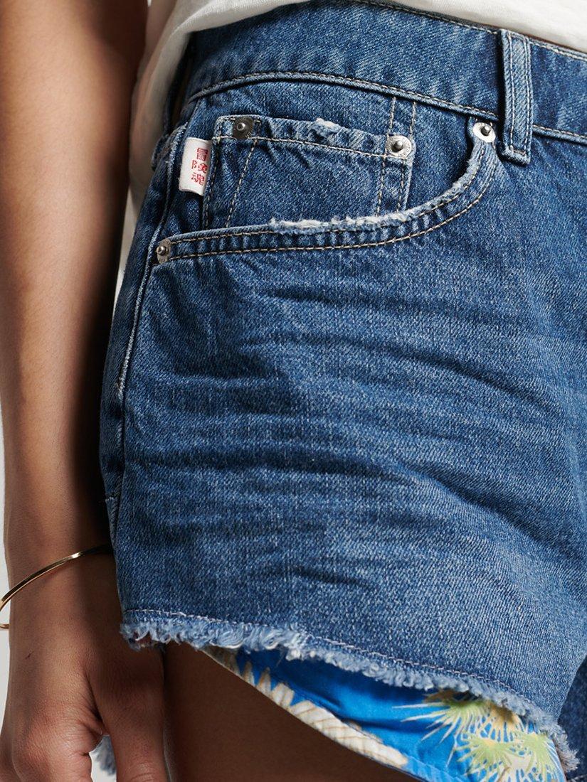 Product image 3 of 5, which shows Superdry Vintage High Rise Cut Off Shorts, Madison Mid Blue, 30