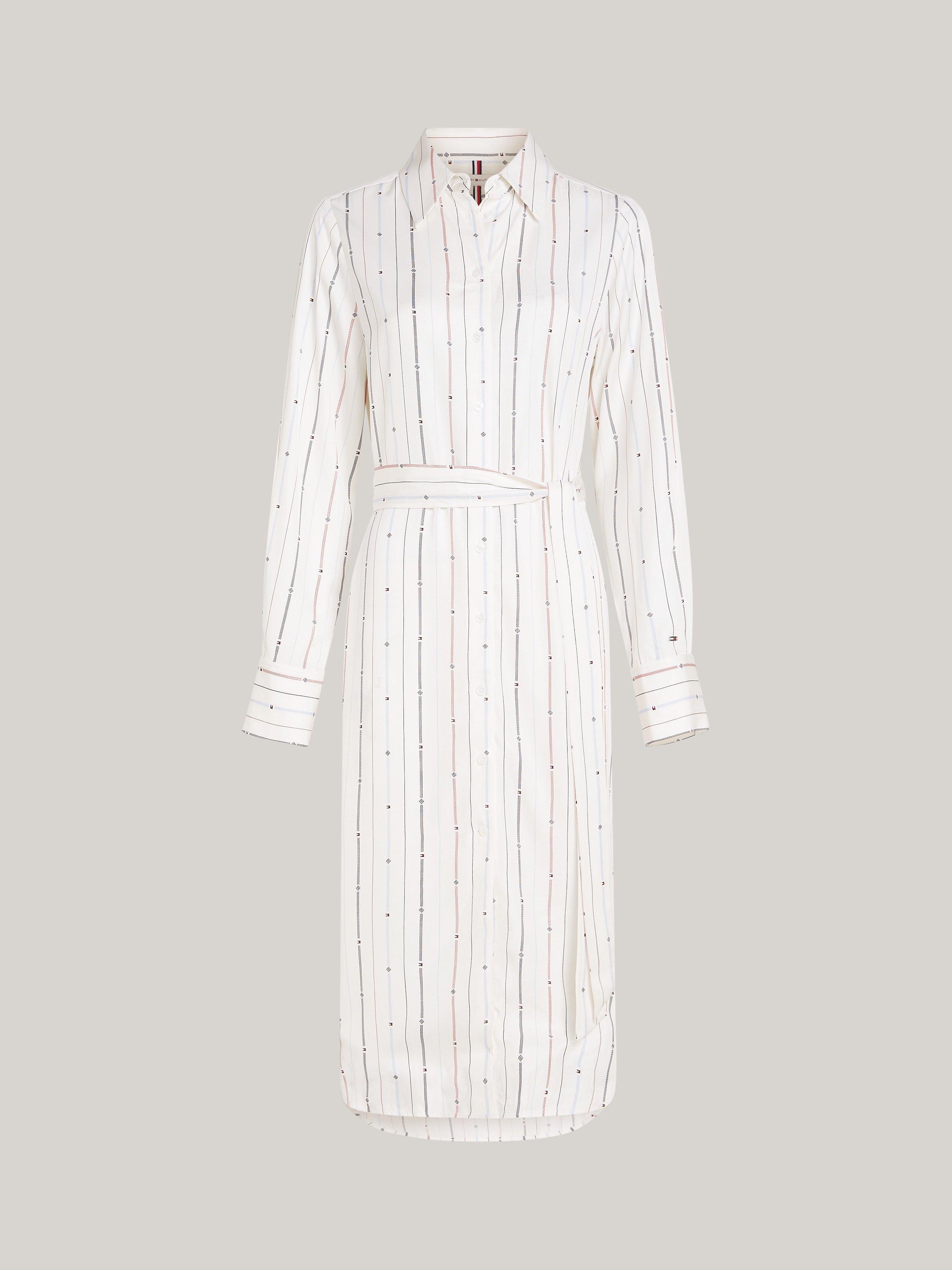 Tommy Hilfiger Foulard Stripe Shirt Dress, White/Multi, XS