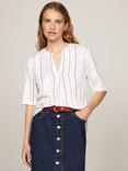 Tommy Hilfiger Logo Stripe Blouse, White/Multi