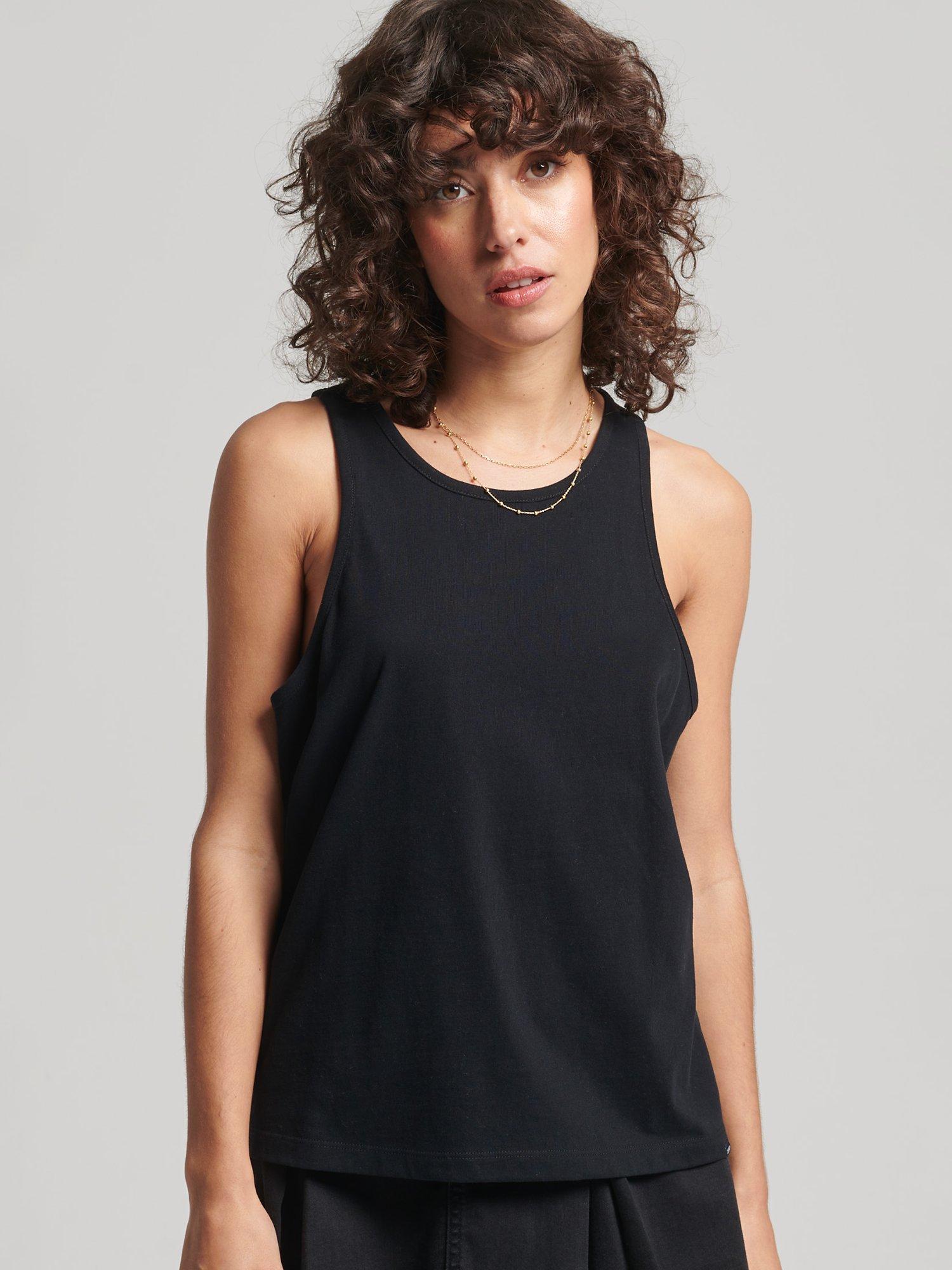 Superdry Organic Cotton Vintage Logo Embroidered Vest, Black