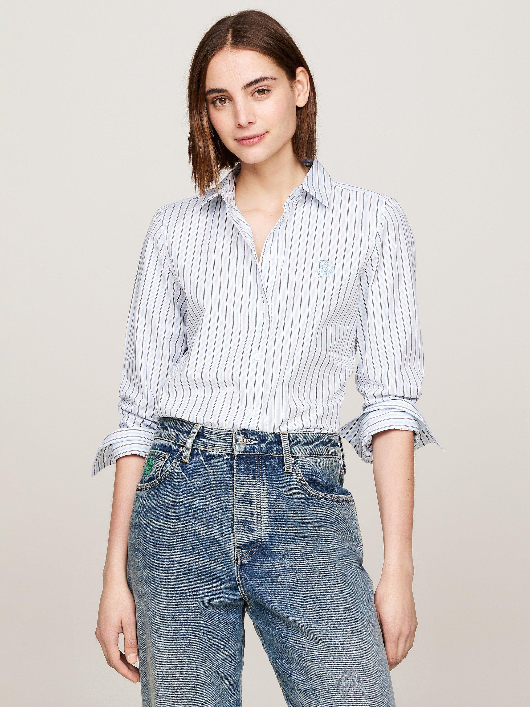 Tommy Hilfiger Organic Cotton Stripe Shirt, Blue/Multi, Blue/Multi