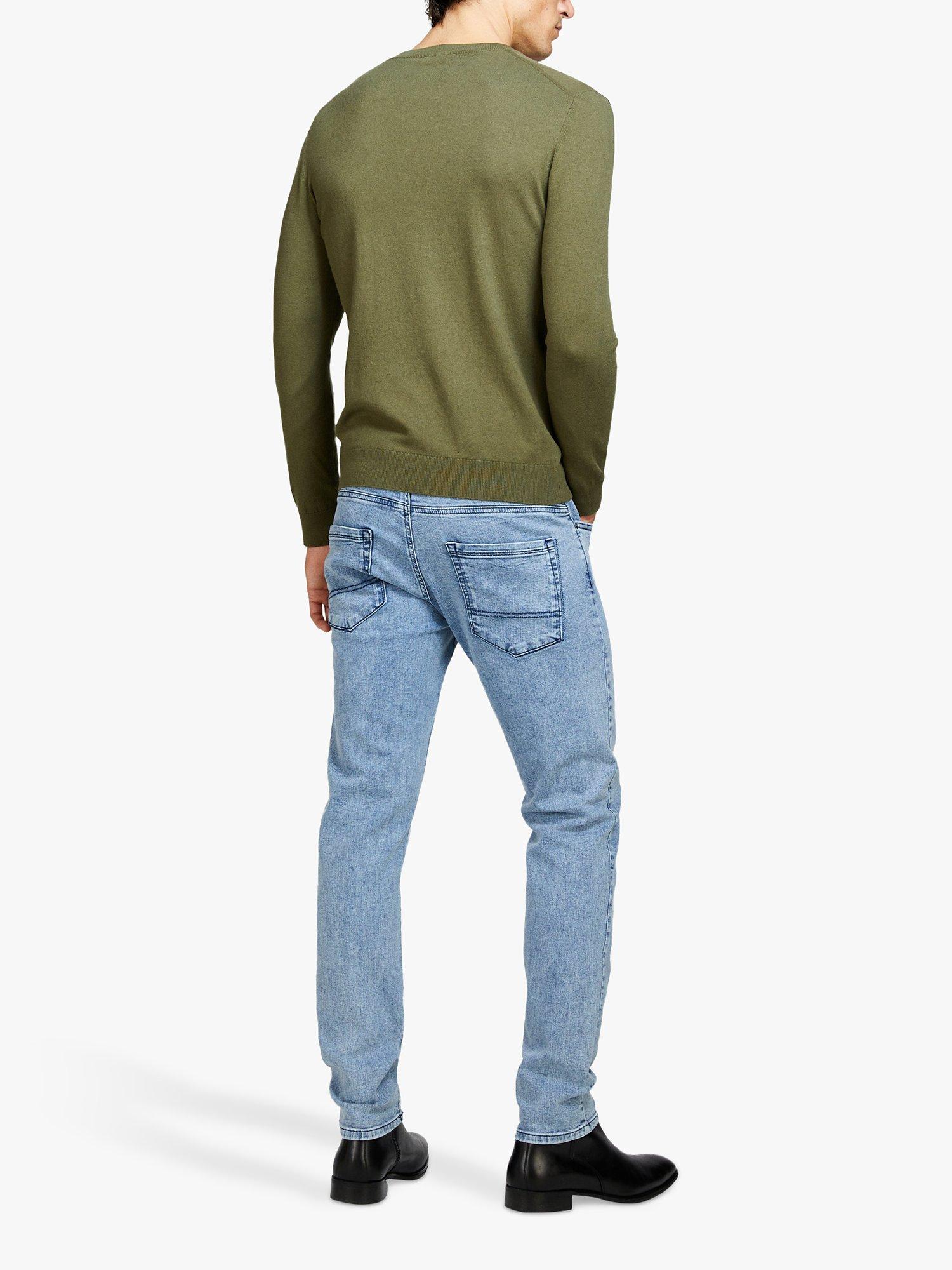 Product image 2 of 5, which shows SISLEY Slim Fit Crew Neck Cotton Blend Jumper, Green, XXL