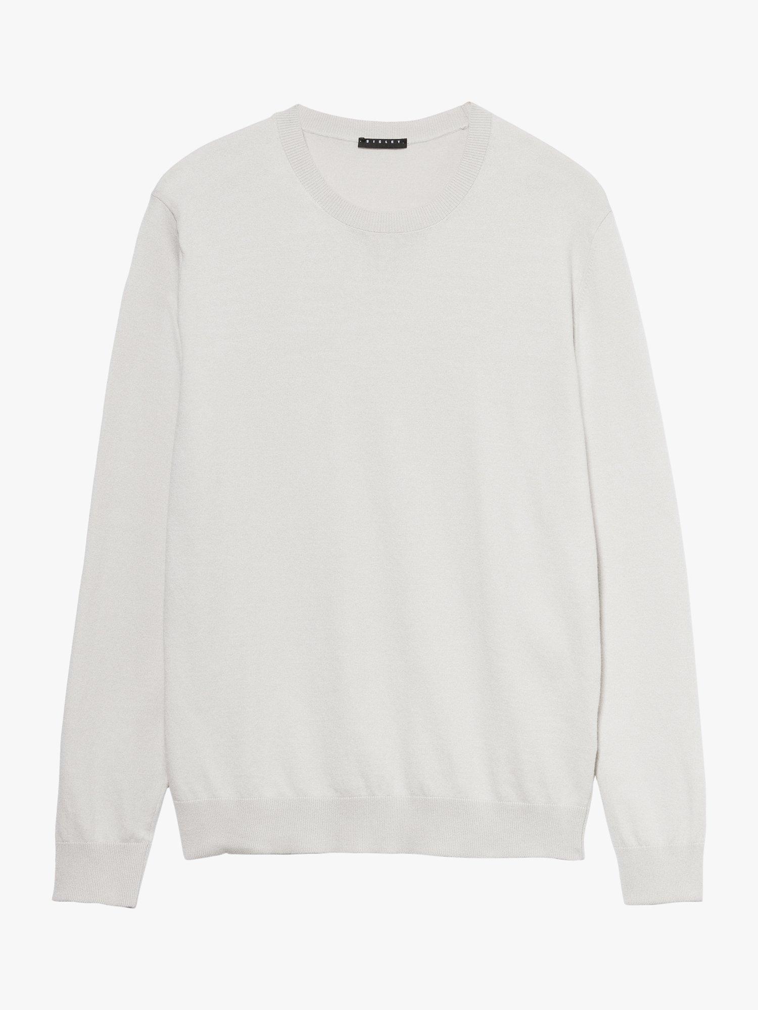 Product image 1 of 1, which shows SISLEY Slim Fit Crew Neck Cotton Blend Jumper, Off White, XL