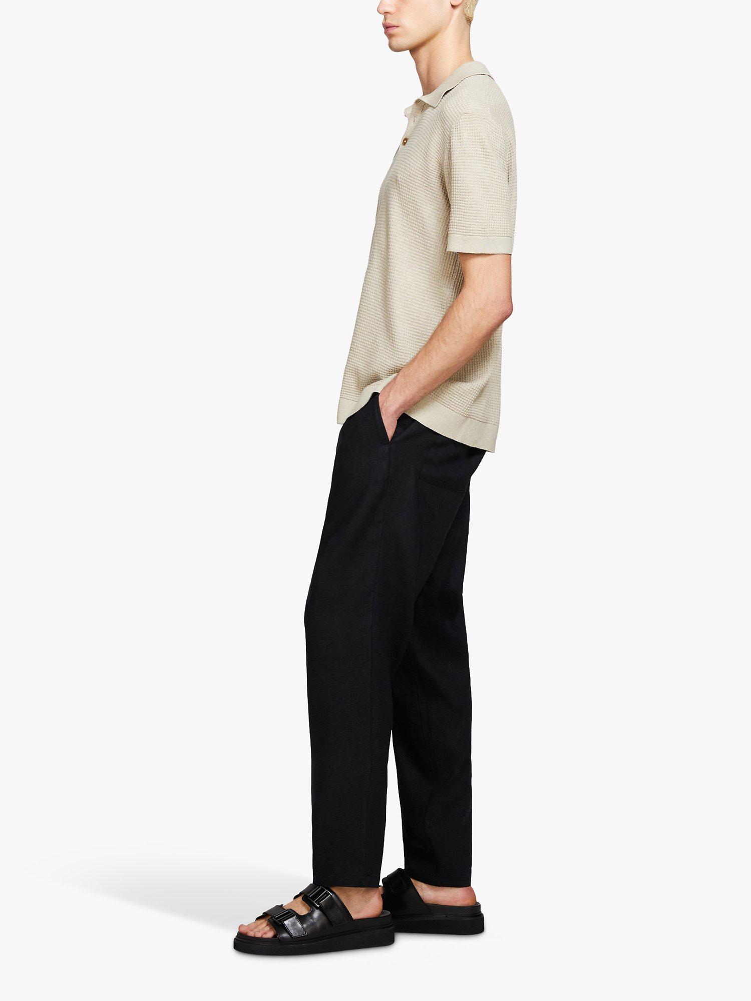 Product image 4 of 5, which shows SISLEY Knitted Linen Blend Polo Shirt, Beige, S