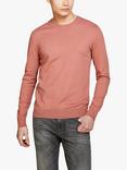 SISLEY Slim Fit Crew Neck Cotton Blend Jumper, Salmon