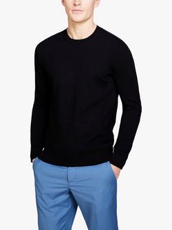 SISLEY Slim Fit Crew Neck Cotton Blend Jumper, Black