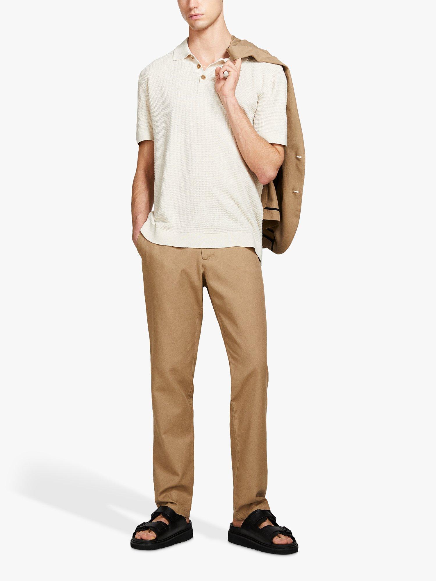 Product image 3 of 5, which shows SISLEY Knitted Linen Blend Polo Shirt, White, M