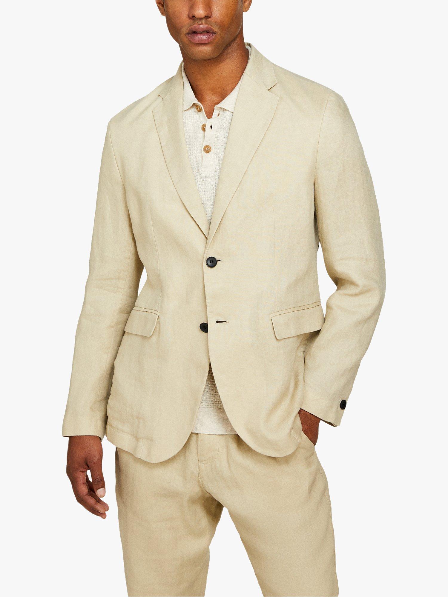 Product image 1 of 5, which shows SISLEY Relaxed Fit Linen Blazer, Beige, 46